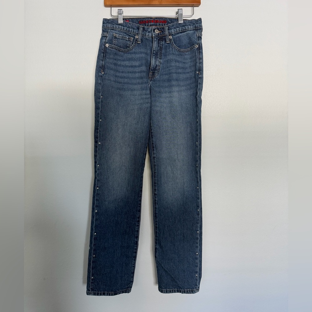 Lucky Brand Women’s Zoe High Rise Straight Jeans with Side Studs